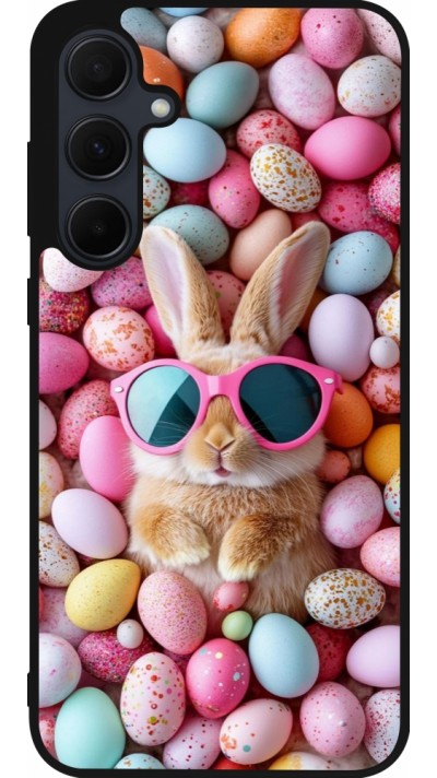 Samsung Galaxy A55 5G Case Hülle - Silikon schwarz Easter 2026 Rabbit fun