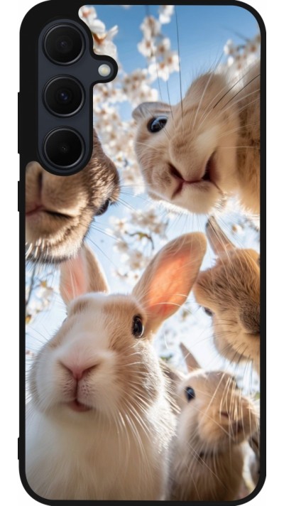 Samsung Galaxy A55 5G Case Hülle - Silikon schwarz Easter 2026 Rabbits