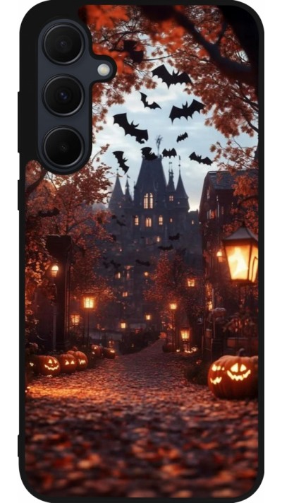 Samsung Galaxy A55 5G Case Hülle - Silikon schwarz Halloween 2025 Haunted house Samsung Galaxy A55 5G Case Hülle - Silikon schwarz Halloween 2025 Haunted house