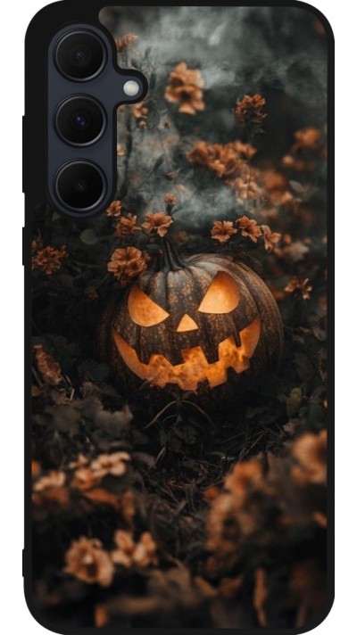 Samsung Galaxy A55 5G Case Hülle - Silikon schwarz Halloween 2025 Pumpkin with flowers Samsung Galaxy A55 5G Case Hülle - Silikon schwarz Halloween 2025 Pumpkin with flowers