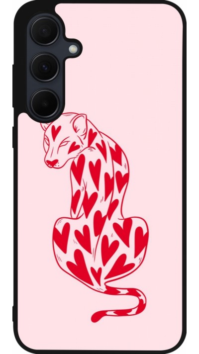 Samsung Galaxy A55 5G Case Hülle - Silikon schwarz Leopard with hearts 2026