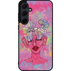 Samsung Galaxy A55 5G Case Hülle - Silikon schwarz Psychedelic pink mushroom