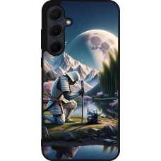 Samsung Galaxy A55 5G Case Hülle - Silikon schwarz Samurai Katana Mond