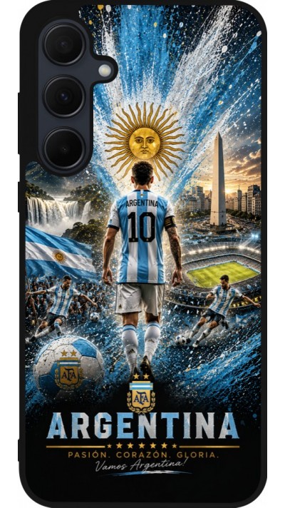 Samsung Galaxy A55 5G Case Hülle - Silikon schwarz Fussball Argentinien splash 2026