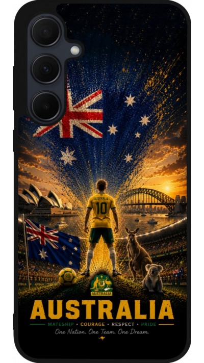 Samsung Galaxy A55 5G Case Hülle - Silikon schwarz Fussball Australien splash 2026