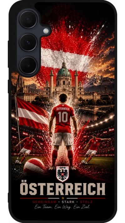 Samsung Galaxy A55 5G Case Hülle - Silikon schwarz Fussball Österreich splash 2026