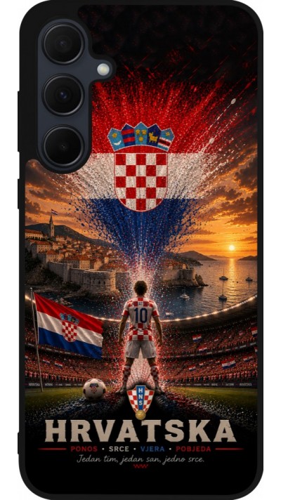 Samsung Galaxy A55 5G Case Hülle - Silikon schwarz Fussball Kroatien splash 2026