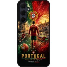 Samsung Galaxy A55 5G Case Hülle - Silikon schwarz Fussball Portugal splash 2026