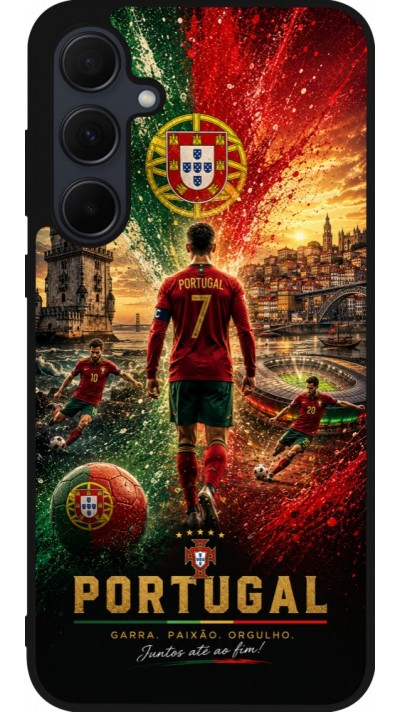 Samsung Galaxy A55 5G Case Hülle - Silikon schwarz Fussball Portugal splash 2026