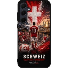 Samsung Galaxy A55 5G Case Hülle - Silikon schwarz Fussball Schweiz splash 2026