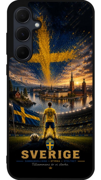 Samsung Galaxy A55 5G Case Hülle - Silikon schwarz Fussball Schweden splash 2026