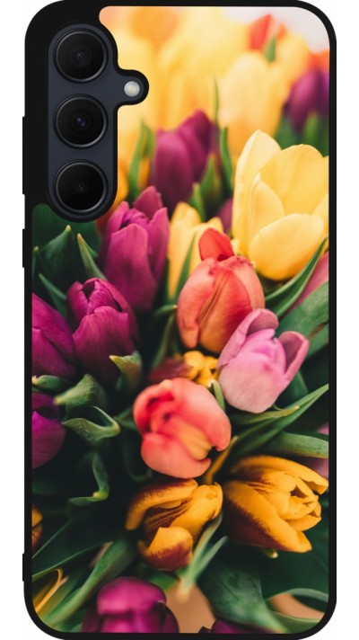 Samsung Galaxy A55 5G Case Hülle - Silikon schwarz Bouquet of tulips 2026