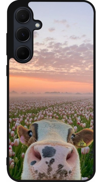 Samsung Galaxy A55 5G Case Hülle - Silikon schwarz Cow with tulips 2026
