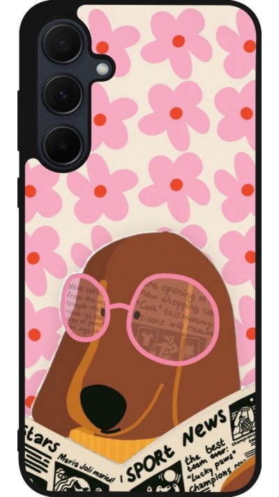Samsung Galaxy A55 5G Case Hülle - Silikon schwarz Dog with newspaper 2026