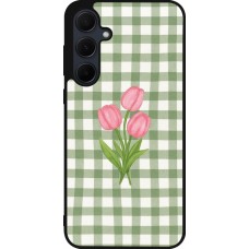 Samsung Galaxy A55 5G Case Hülle - Silikon schwarz Green vichy tulips 2026