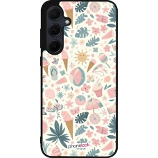 Samsung Galaxy A55 5G Case Hülle - Silikon schwarz Sommer Pink Muster