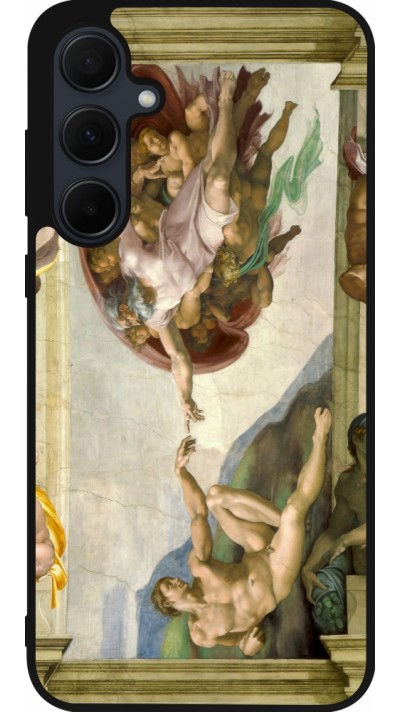 Samsung Galaxy A55 5G Case Hülle - Silikon schwarz Kunstbild - Die Erschaffung Adams - Michelangelo