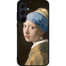 Coque Samsung Galaxy A55 5G - Silicone rigide noir Tableau art - La Jeune fille à la perle - Johannes Vermeer