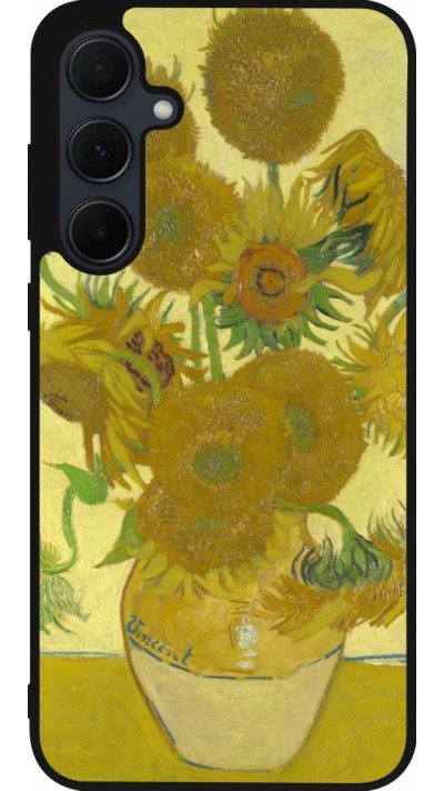 Samsung Galaxy A55 5G Case Hülle - Silikon schwarz Kunstbild - Sonnenblumen  - Van Gogh