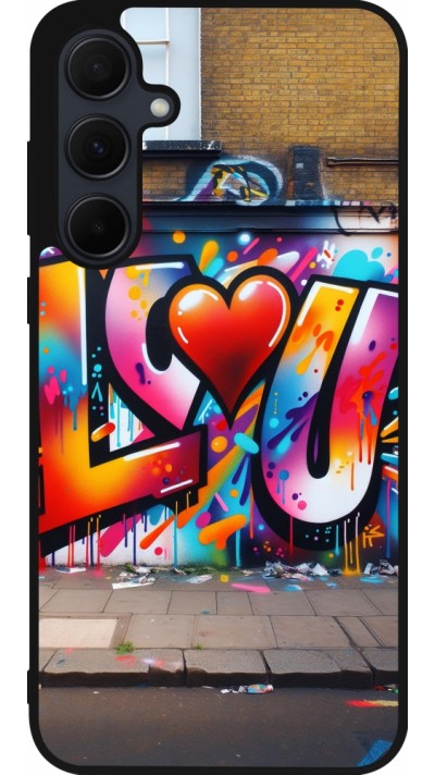 Samsung Galaxy A55 5G Case Hülle - Silikon schwarz Valentin 2025 Liebe U Tag