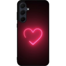 Coque Samsung Galaxy A55 5G - Silicone rigide noir Valentine 2023 single neon heart