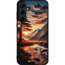 Coque Samsung Galaxy A55 5G - Silicone rigide noir Valley Sunset Deer Tree