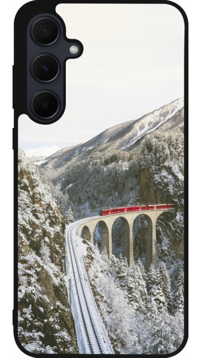Samsung Galaxy A55 5G Case Hülle - Silikon schwarz Winter 25 Winter polar express