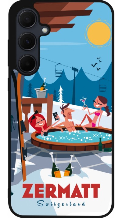 Samsung Galaxy A55 5G Case Hülle - Silikon schwarz Zermatt Mountain Jacuzzi