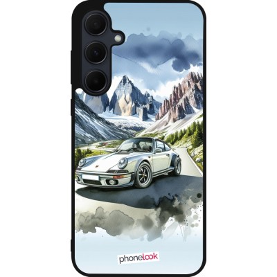 Samsung Galaxy A56 Case Hülle - Silikon schwarz Porsche 911 Berg Aquarell