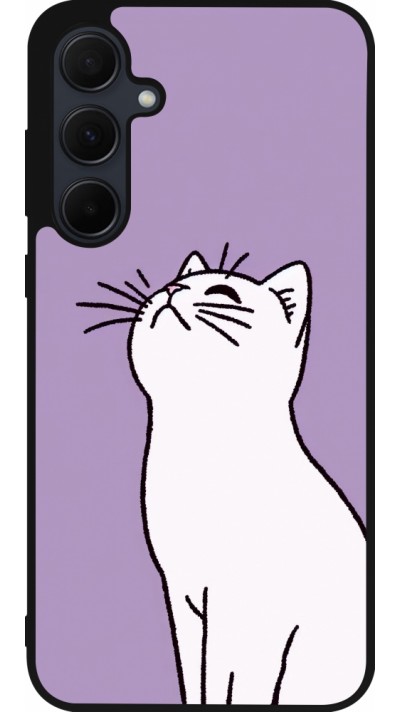 Samsung Galaxy A56 Case Hülle - Silikon schwarz Chat auf lila Hintergrund