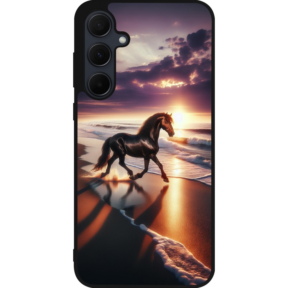 Samsung Galaxy A56 Case Hülle - Silikon schwarz Pferd majestätisch Strand