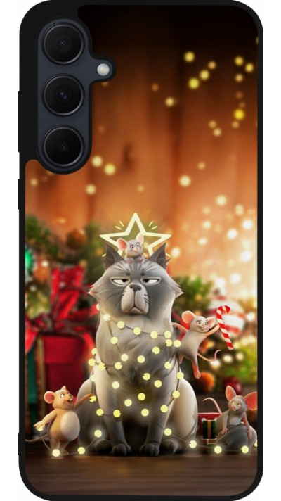 Coque Samsung Galaxy A56 - Silicone rigide noir Christmas 25 Xmas Cat