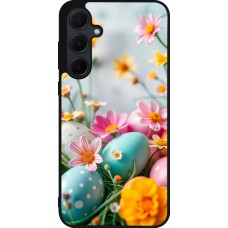 Samsung Galaxy A56 Case Hülle - Silikon schwarz Easter 2026 Eggs with flowers