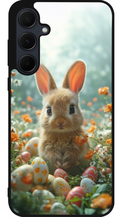 Samsung Galaxy A56 Case Hülle - Silikon schwarz Easter 2026 Rabbit in the garden