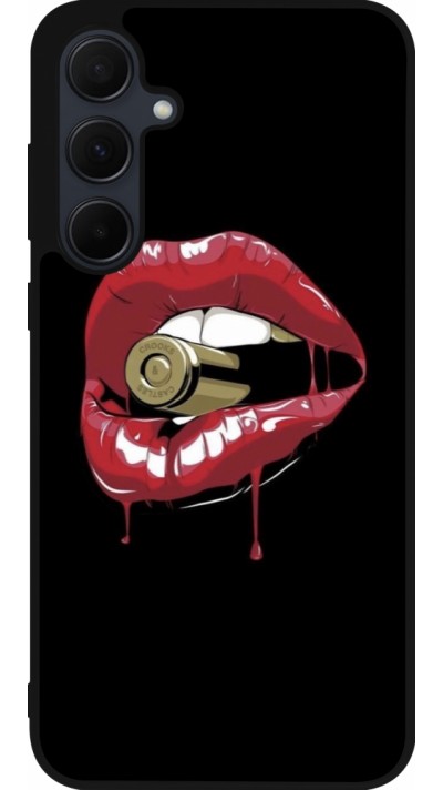 Samsung Galaxy A56 Case Hülle - Silikon schwarz Lips bullet