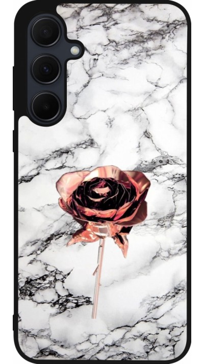Samsung Galaxy A56 Case Hülle - Silikon schwarz Marble Rose Gold