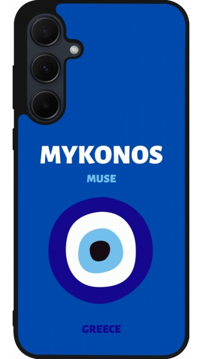Samsung Galaxy A56 Case Hülle - Silikon schwarz Pop Summer Destination Mykonos