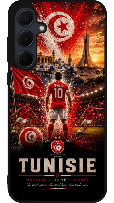 Coque Samsung Galaxy A56 - Silicone rigide noir Football Tunisie splash 2026