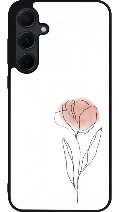 Samsung Galaxy A56 Case Hülle - Silikon schwarz Spring 23 minimalist flower