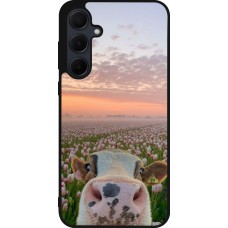 Samsung Galaxy A56 Case Hülle - Silikon schwarz Cow with tulips Spring 2026