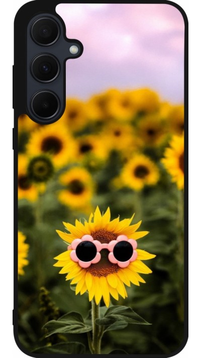 Coque Samsung Galaxy A56 - Silicone rigide noir Sunflower with glasses Spring 2026
