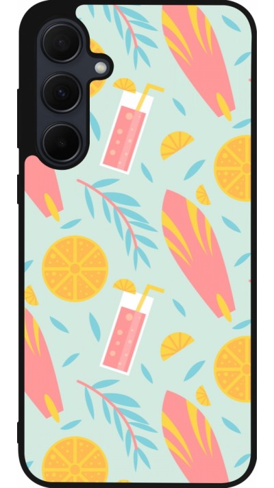 Samsung Galaxy A56 Case Hülle - Silikon schwarz Summer 2025 Pattern citron