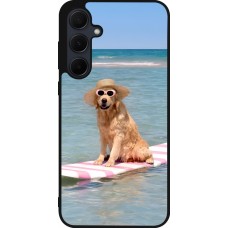 Samsung Galaxy A56 Case Hülle - Silikon schwarz Summer Dog on Paddle