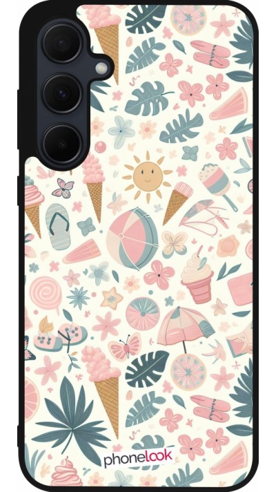 Coque Samsung Galaxy A56 - Silicone rigide noir Summer Pink Pattern