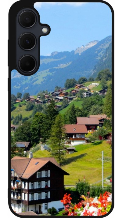 Samsung Galaxy A56 Case Hülle - Silikon schwarz  Nationalfeiertag Schweiz Landschaft
