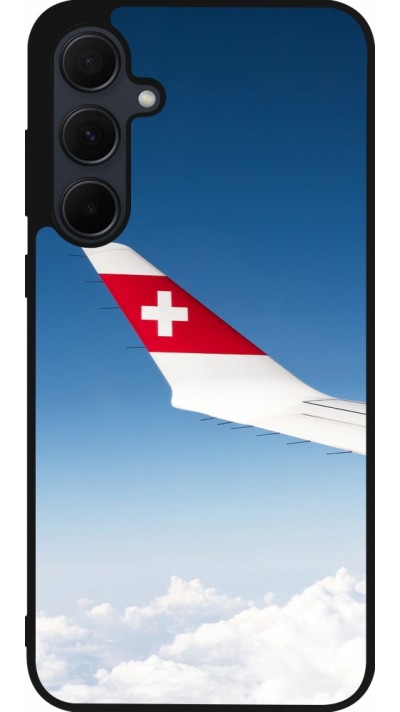 Samsung Galaxy A56 Case Hülle - Silikon schwarz  Schweizer Nationalfeiertag Sky Swiss Flag