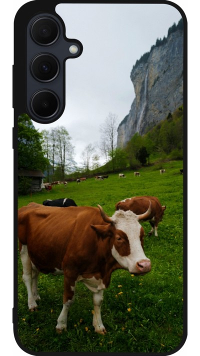 Samsung Galaxy A56 Case Hülle - Silikon schwarz  Nationalfeiertag Schweiz Kühe