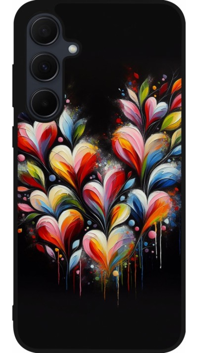 Samsung Galaxy A56 Case Hülle - Silikon schwarz Valentin 2024 Schwarzes Herz Abstrakt