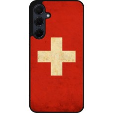 Samsung Galaxy A56 Case Hülle - Silikon schwarz Vintage Flag SWISS