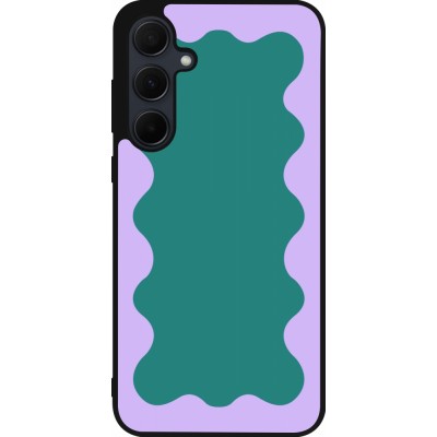 Samsung Galaxy A56 Case Hülle - Silikon schwarz Wavy Rectangle Green Purple